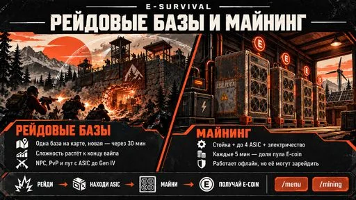 Ekran görüntüsü 2. E-SURVIVAL x2 Modded | Solo/Duo/Trio | Mining | Вайп 01.10